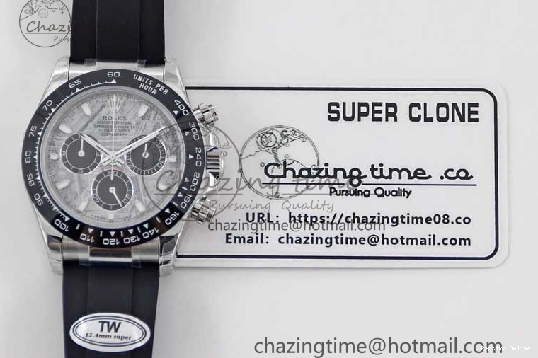 0509 WeatherProof Daytona 116519 SS TWF 1:1 Best Edition 904L Steel Gray Meteorite Black Dial on Oysterflex Strap A 2410
